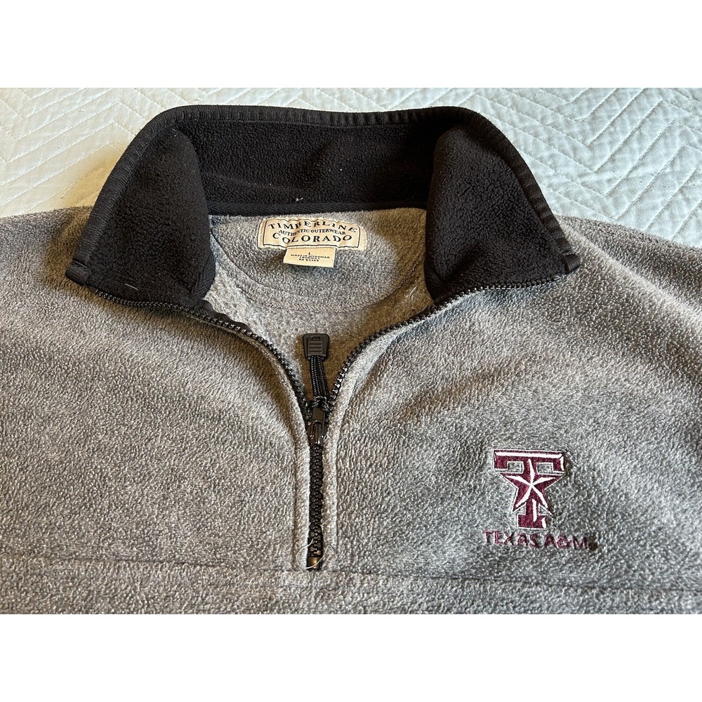 Timberline Colorado Gray Texas A&M Fleece  Pullover Sweater Large 1/4 Zip Soft